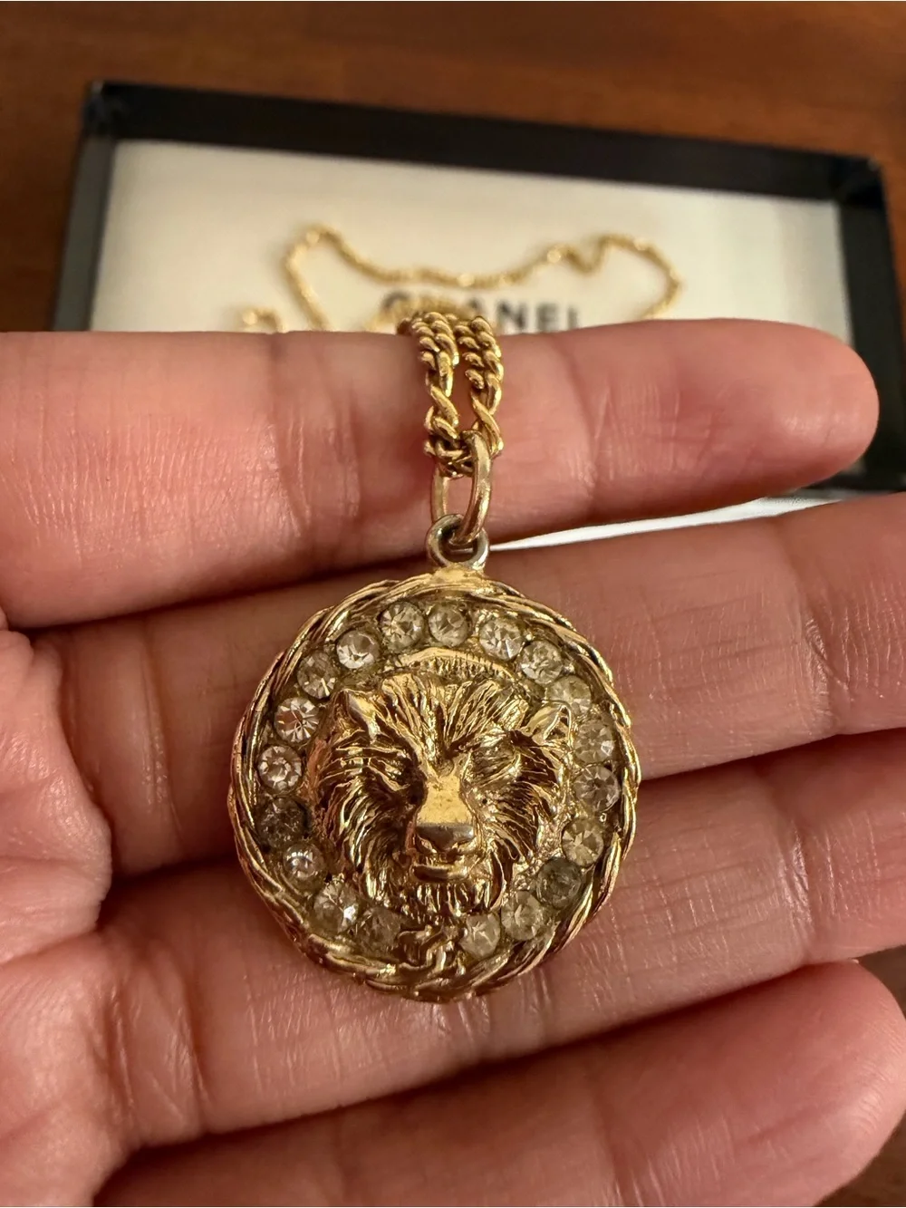 vintage 1982 lion medallion necklace-Authentic Chanel w/COA